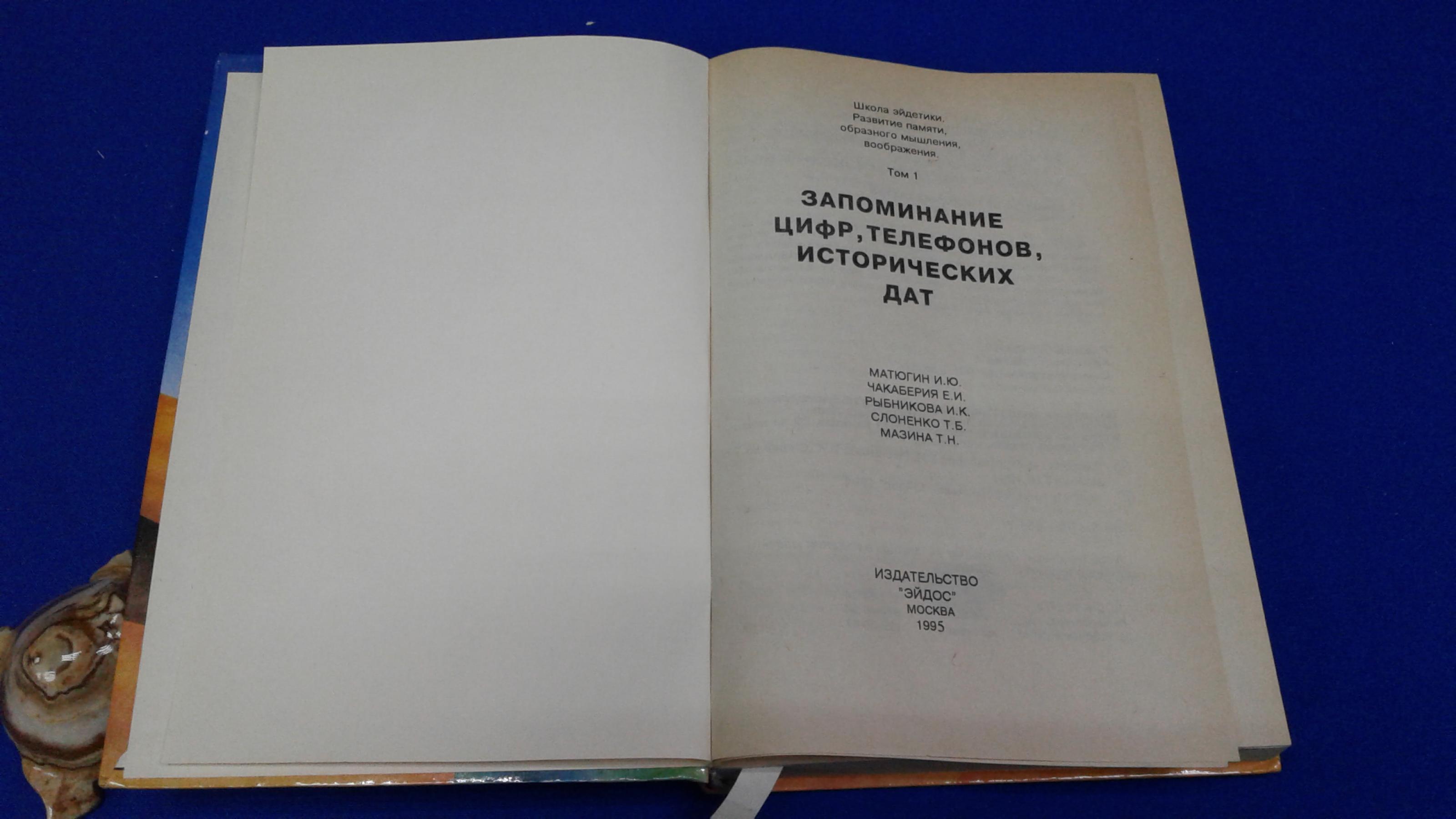 Школа эйдетики. Том 1. Запоминание цифр, телефонов, исторических дат..  Развитие памяти, образного мышления, воображения. /Матюгин И.,Чекаберия  Е.,Рыбникова И.,Слоненко Т.,Мазина Т.